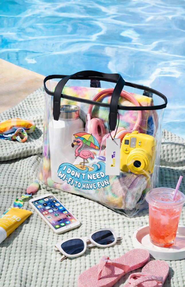 I Don't Need Wi-Fi to Have Fun Clear tote bag
