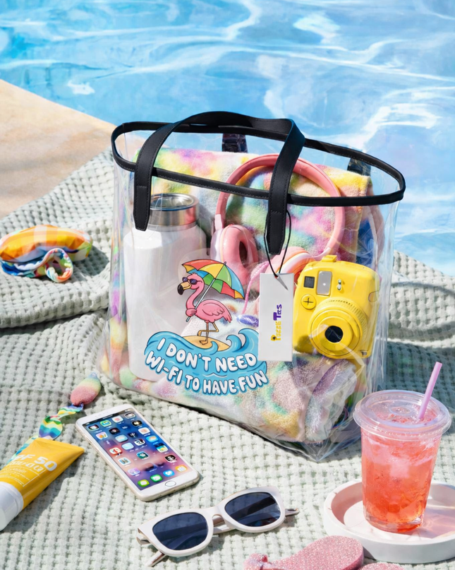 I Don't Need Wi-Fi to Have Fun Clear tote bag